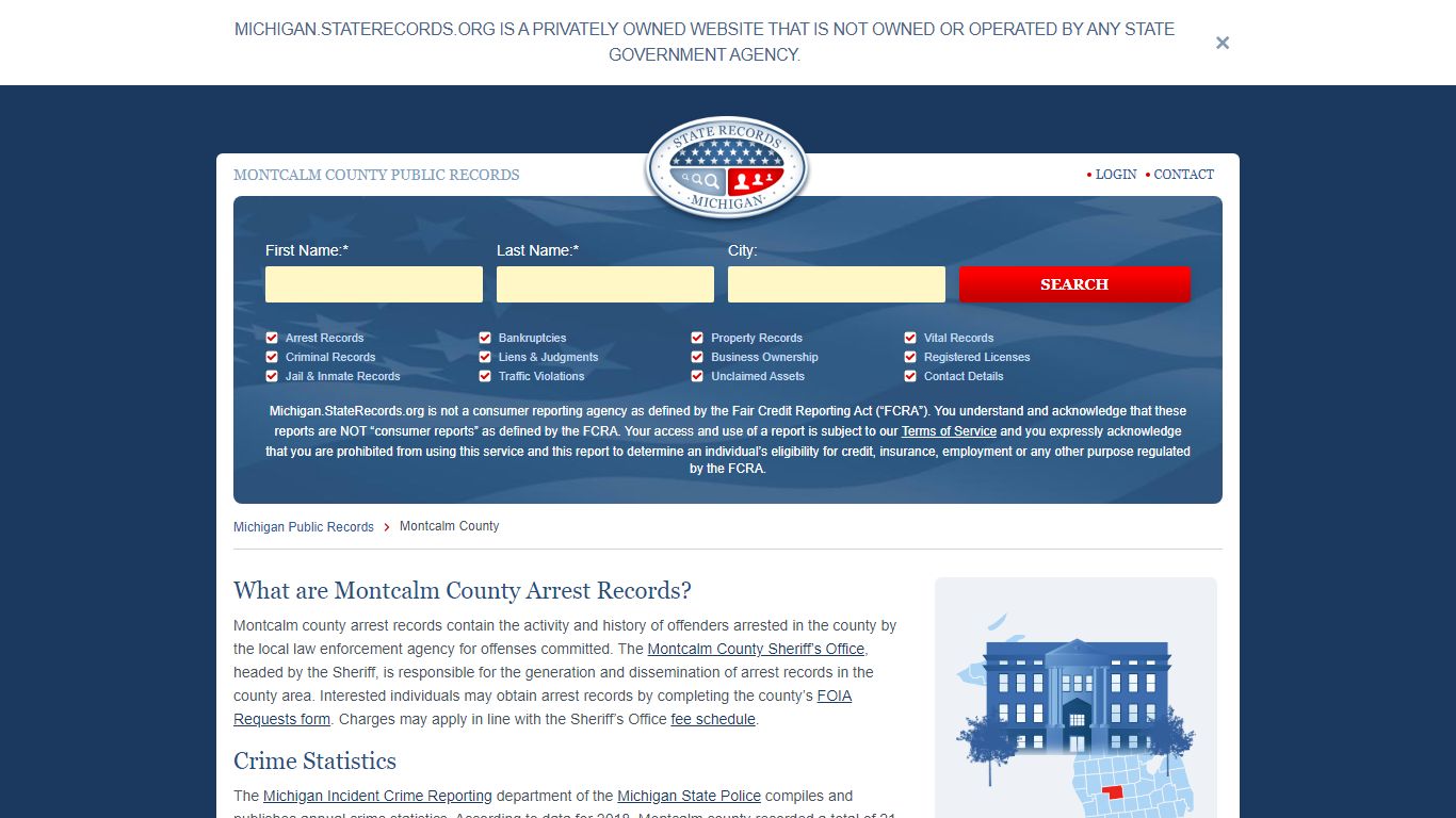Montcalm County Arrest, Court, and Public Records | StateRecords.org